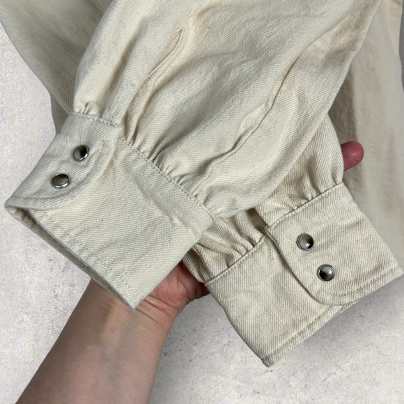 Sezane Eva Shirt Mottled Ecru Size 36 French / US 4 Ruffle‎ Button Top Blouse - Picture 12 of 16